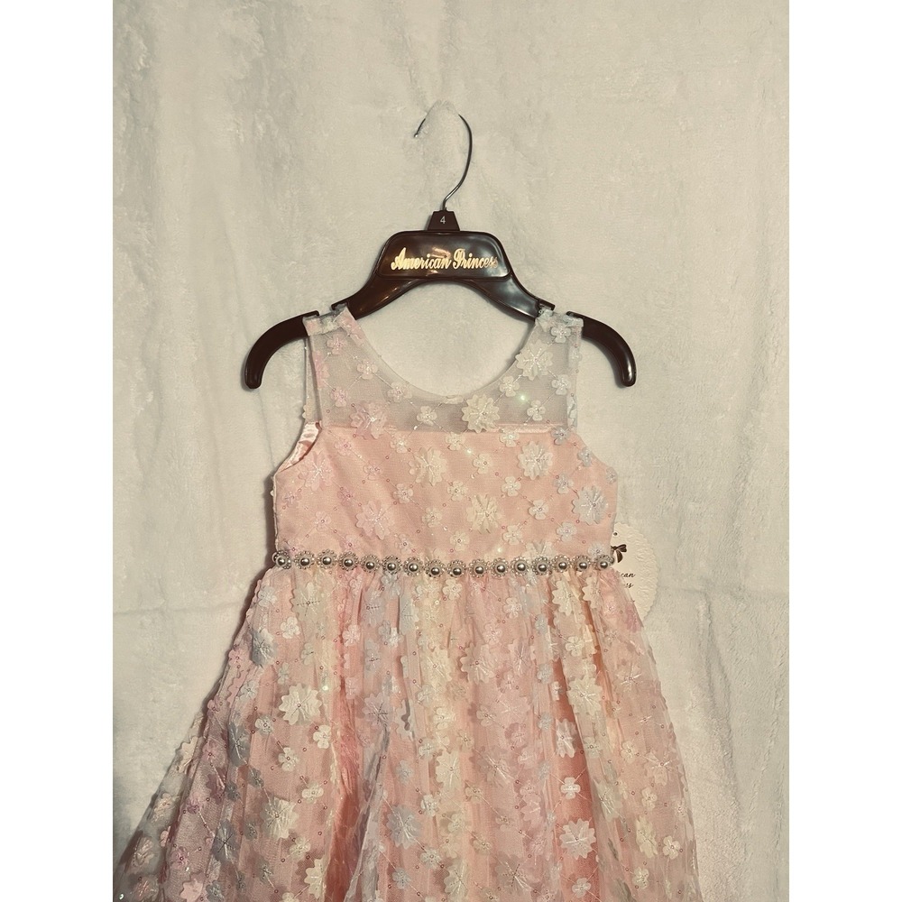 Toddler Girls American Princess Dress Size 4 Blush Ivory Flower Girl NWT